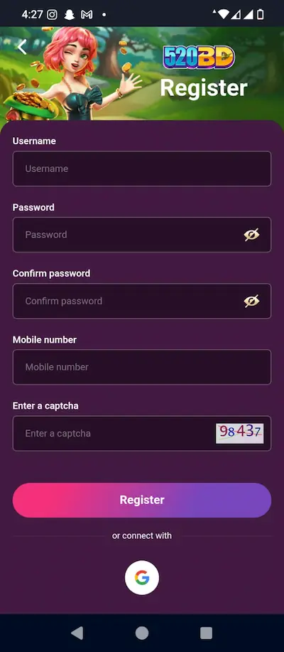 520BD APK Login Page